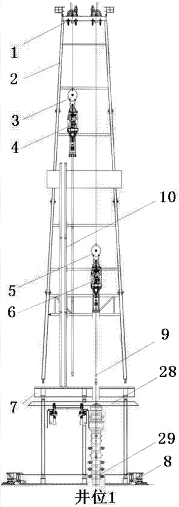 Well drilling device for double-wellhead operation