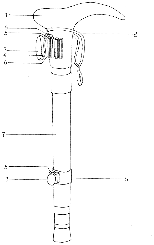 Alpenstock with mobile lamp cap