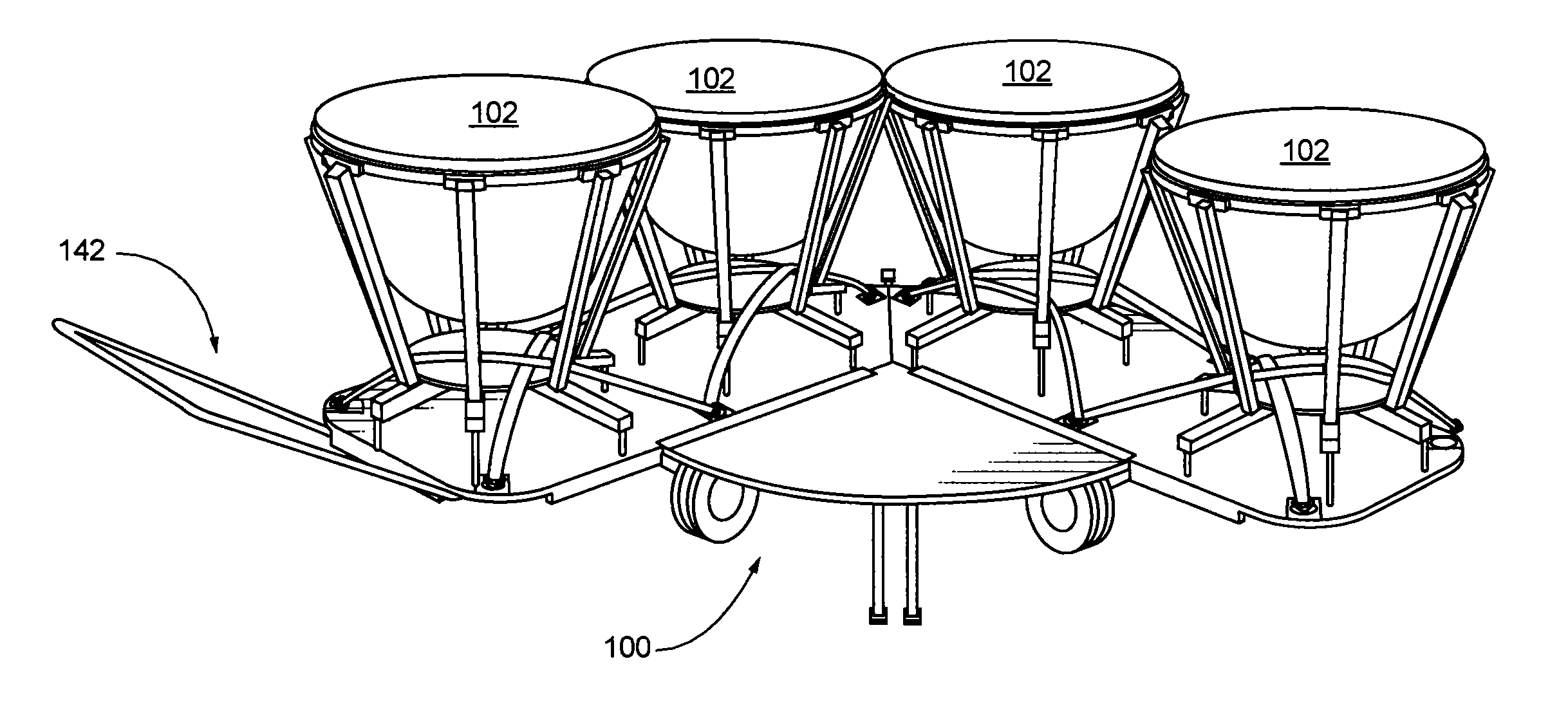 Convertible percussion cart-platform system