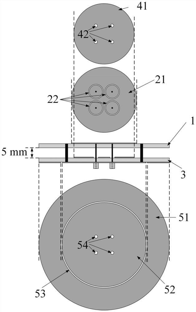Wide-axial-ratio beam dual-frequency Beidou navigation antenna capable of effectively suppressing backward cross polarization