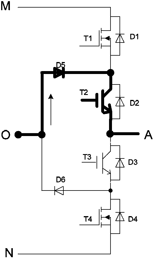 Single-phase half-bridge three-level circuit and inverter