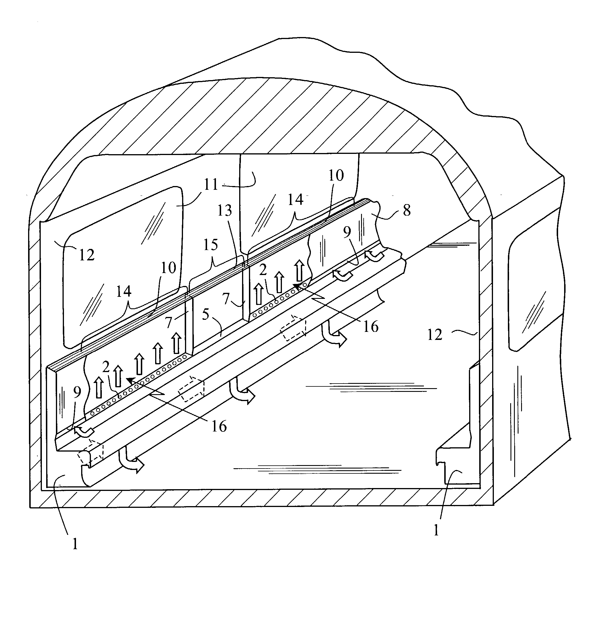 Device for delivering conditioned air into a passenger area of a rail vehicle