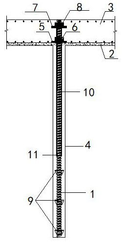 PSB finish-rolled deformed steel bar anti-floating anchor rod structure and construction method thereof