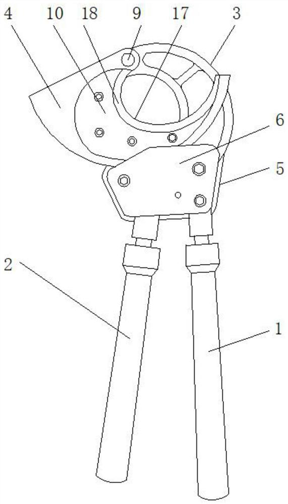 Ratchet type cable shears with adjustable shearing range