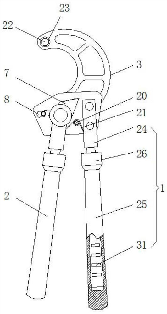 Ratchet type cable shears with adjustable shearing range