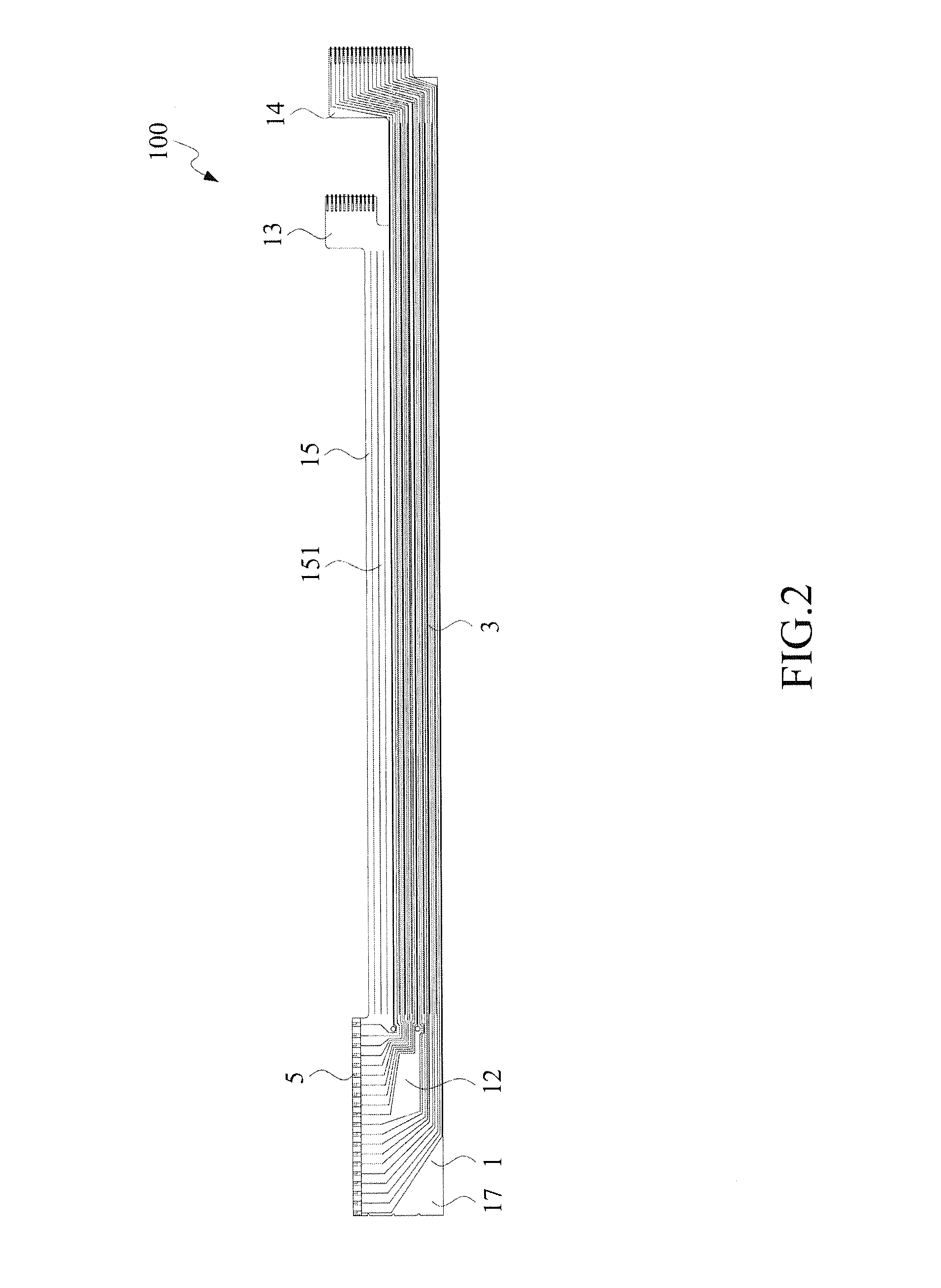 Double-side-conducting flexible-circuit flat cable with cluster section