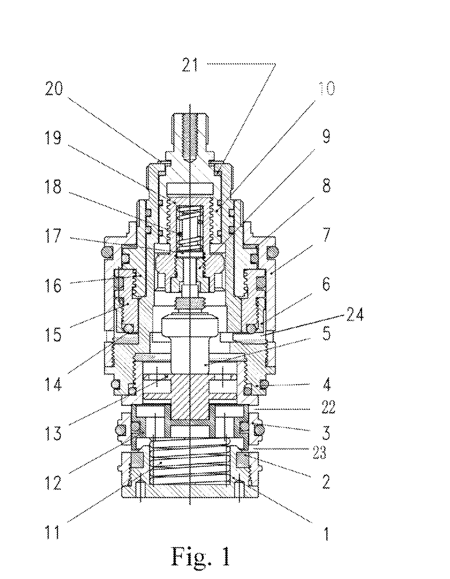 Constant temperature valve core with dual stems and dual functions
