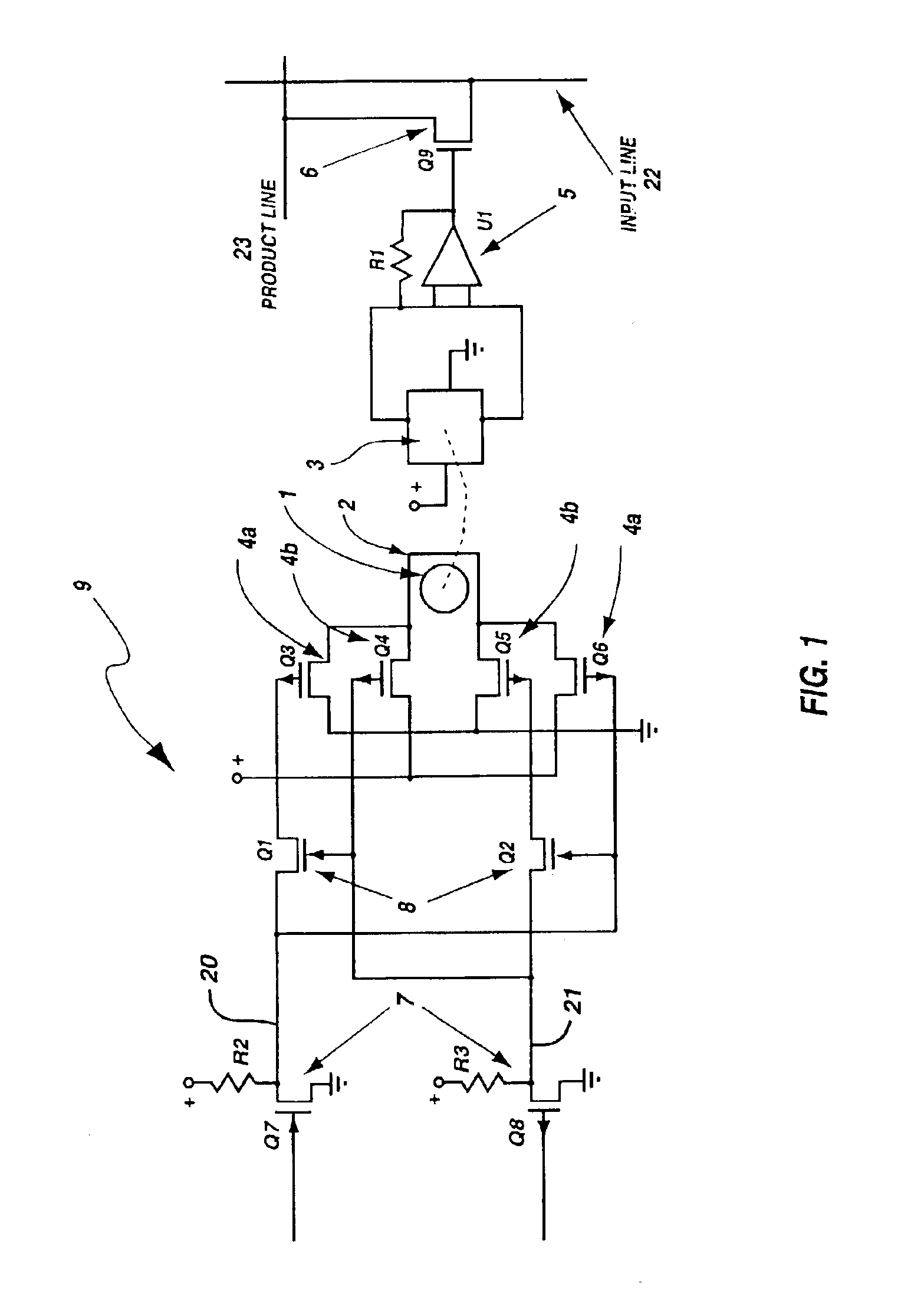 Programmable array logic circuit whose product and input line junctions employ single bit non-volatile ferromagnetic cells