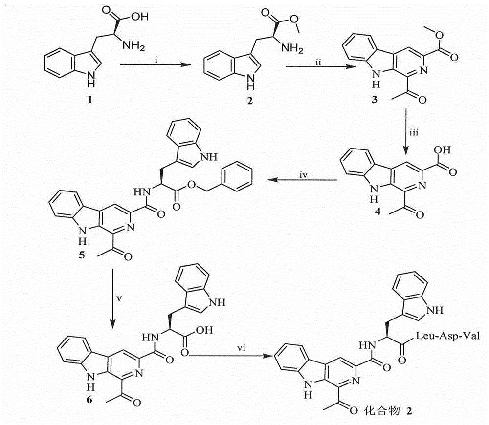 LDV modified 1-acetyl-beta-carboline acyl-tryptophan as well as preparation method, nanostructure, activities and applications thereof
