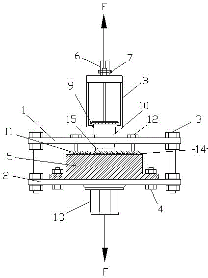 Testing device for vertical bonding strength of ice layers on surface of material and testing method thereof