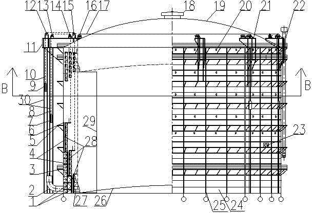 A multi-segment rubber membrane sealed gas tank