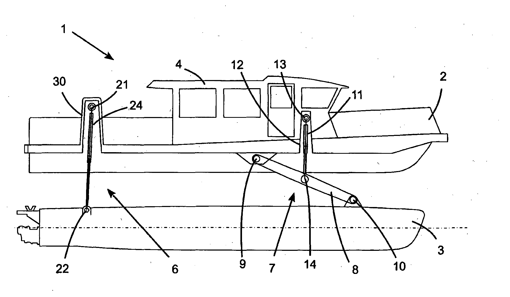 Improvements to multi-hull vessel suspension geometry