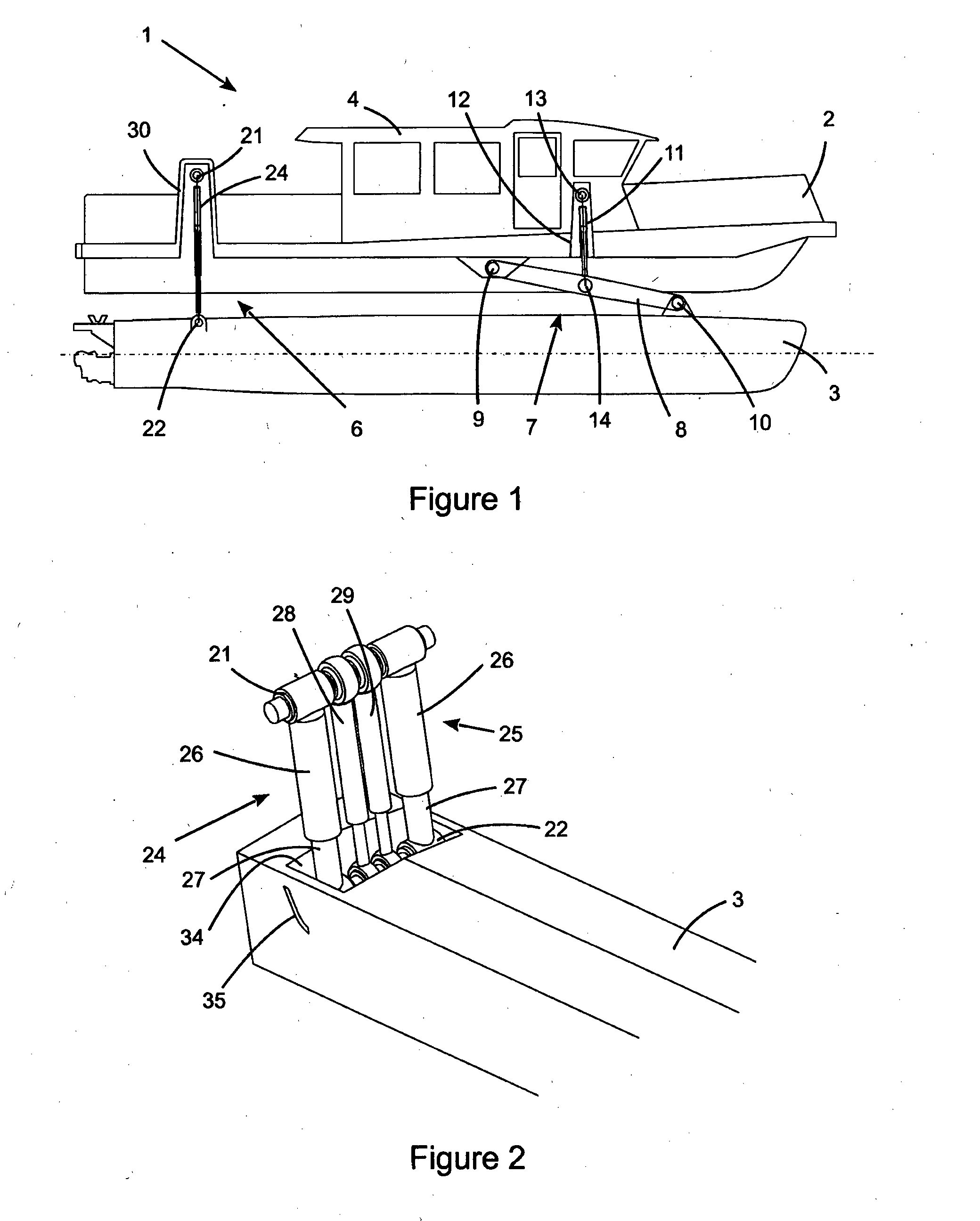 Improvements to multi-hull vessel suspension geometry