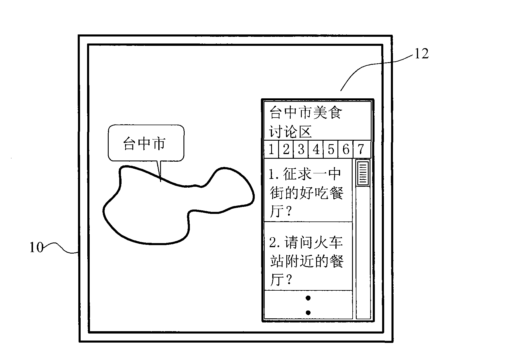 Announcement and message discussing method combining cartographic information system