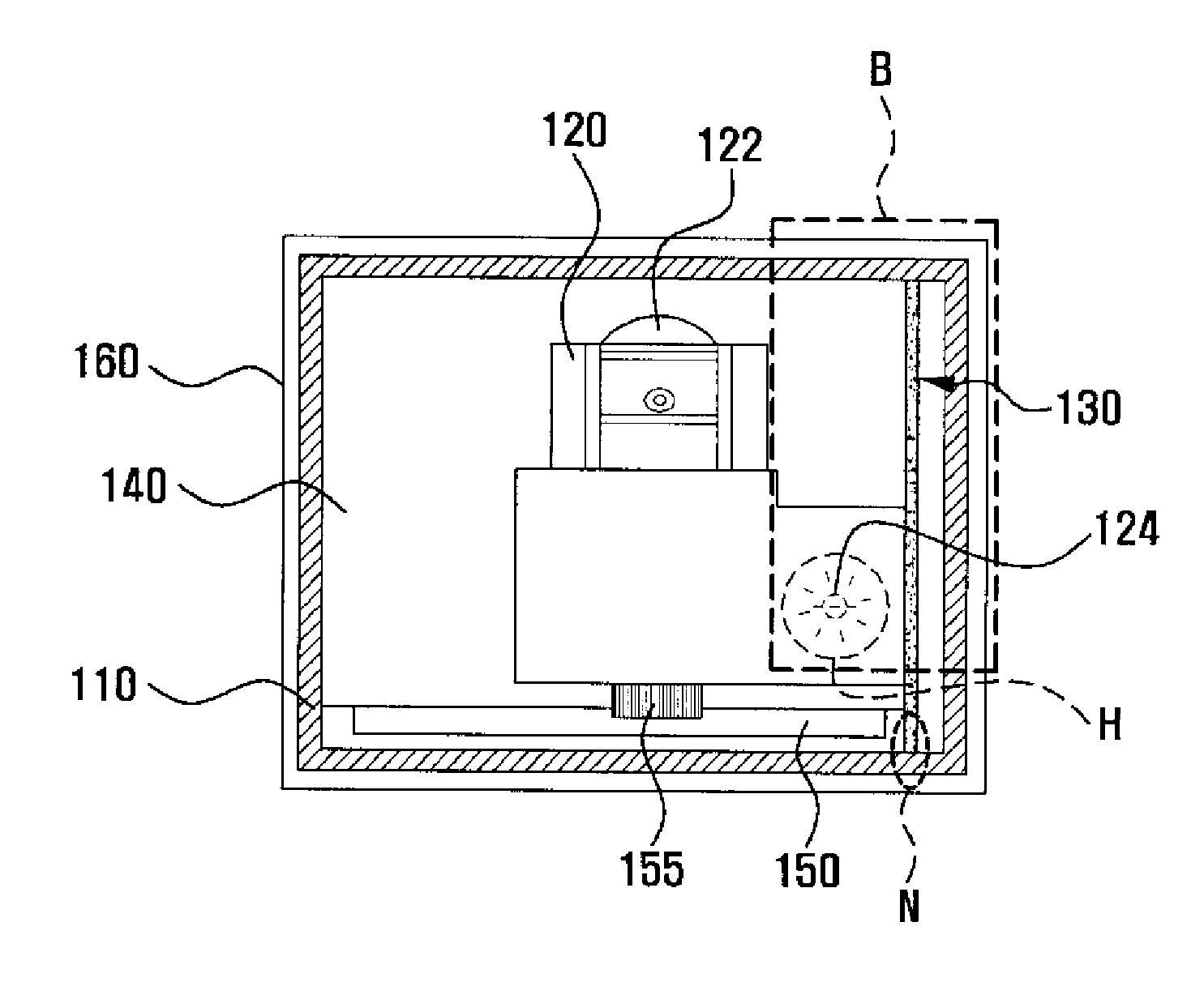 Heat radiation structure for portable projector