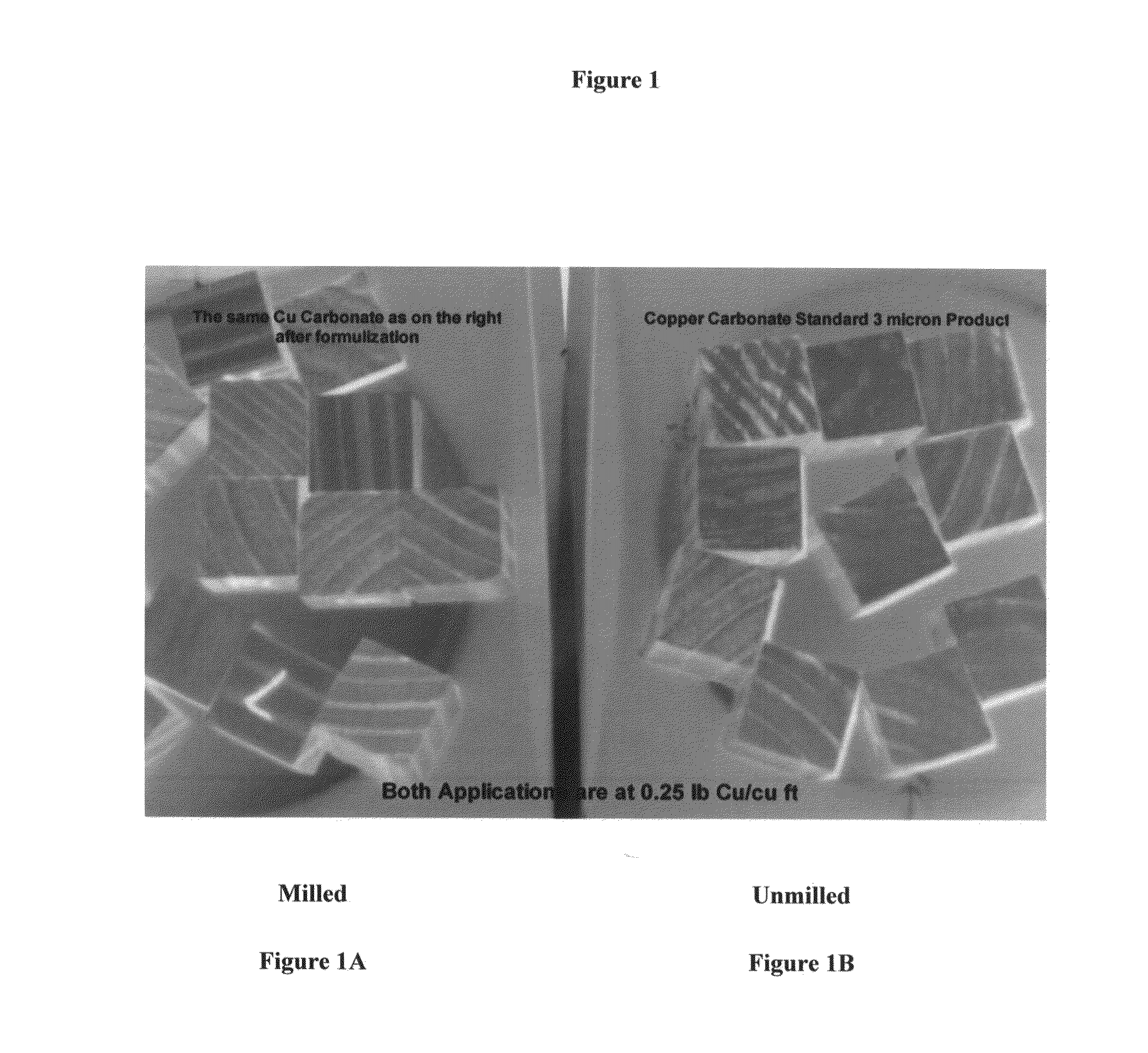 Particulate wood preservative and method for producing the same