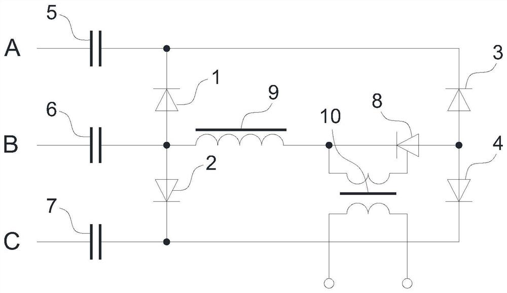 Switching circuit of single crystal thyristor capacitor