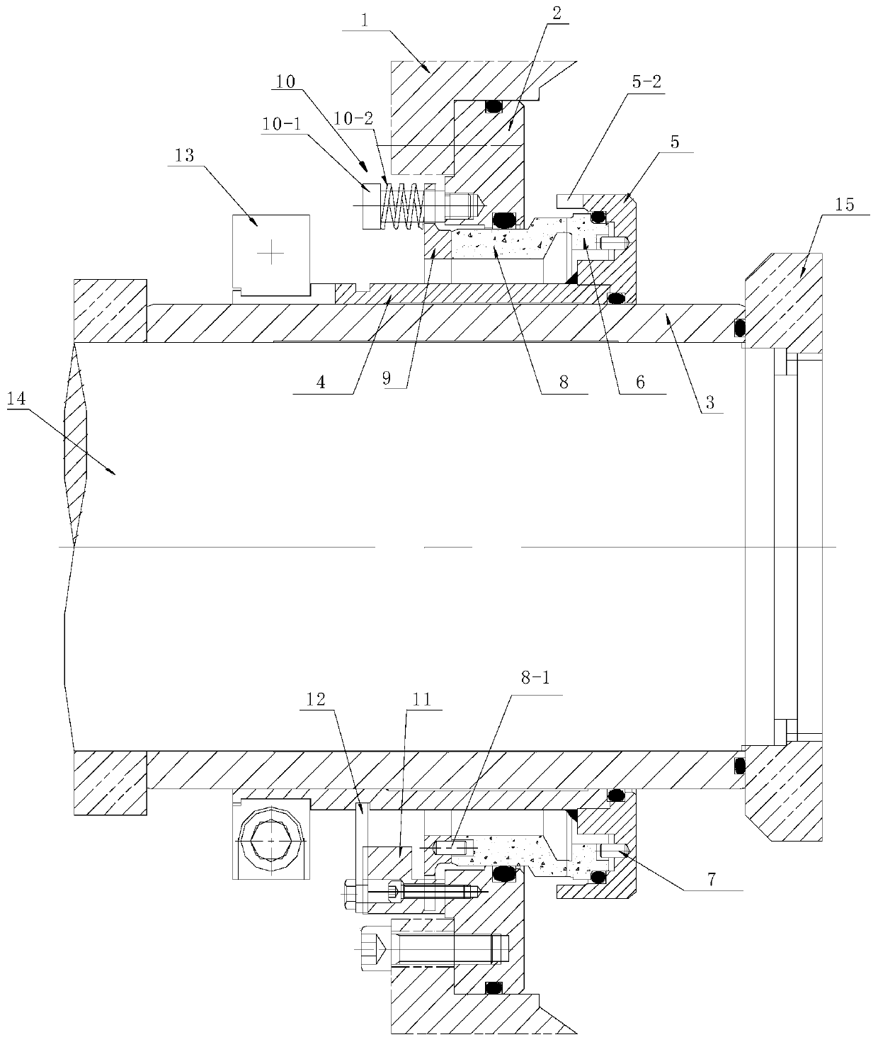 Mechanical sealing device with self-stirring function for desulfurization circulating pump