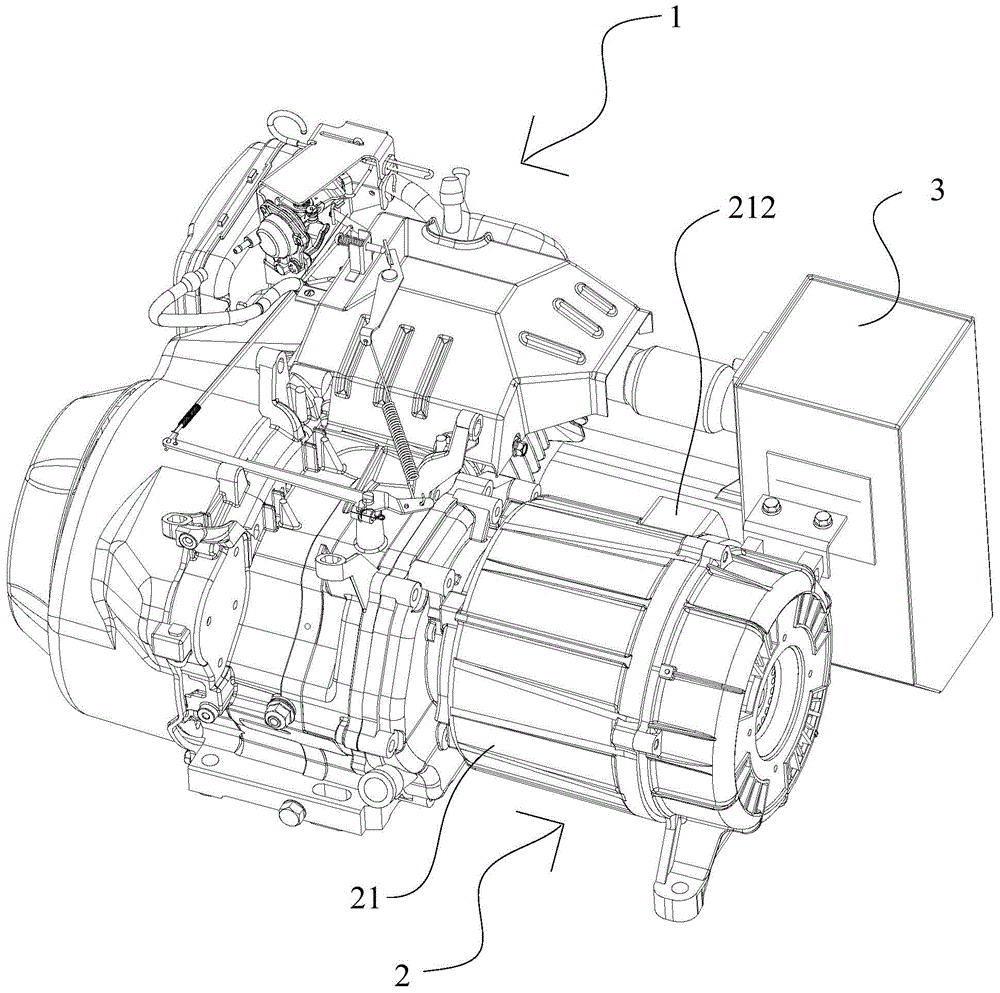 Single-power internal combustion generating set oppositely provided with double generators at output end