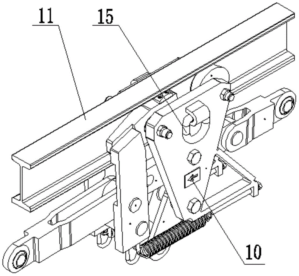 Monorail crane one-way brake vehicle