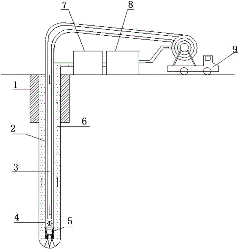 Drilling device and method for efficient rock breaking by using liquid nitrogen jet flow