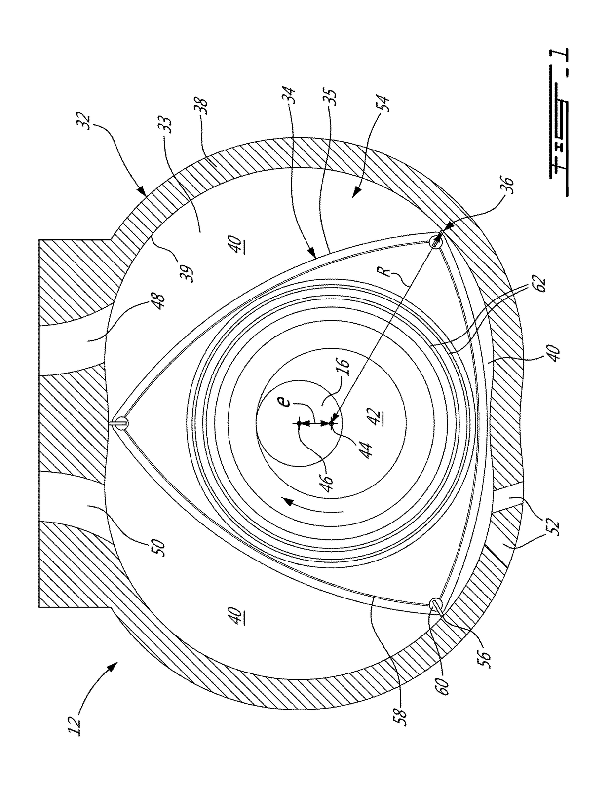 Internal combustion engine with rotor having offset peripheral surface