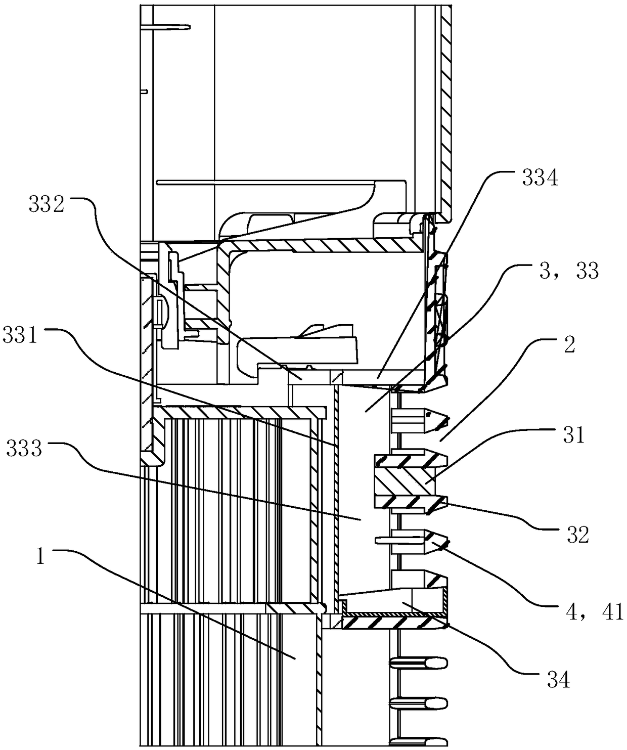 Household appliance and winged insect treatment device thereof