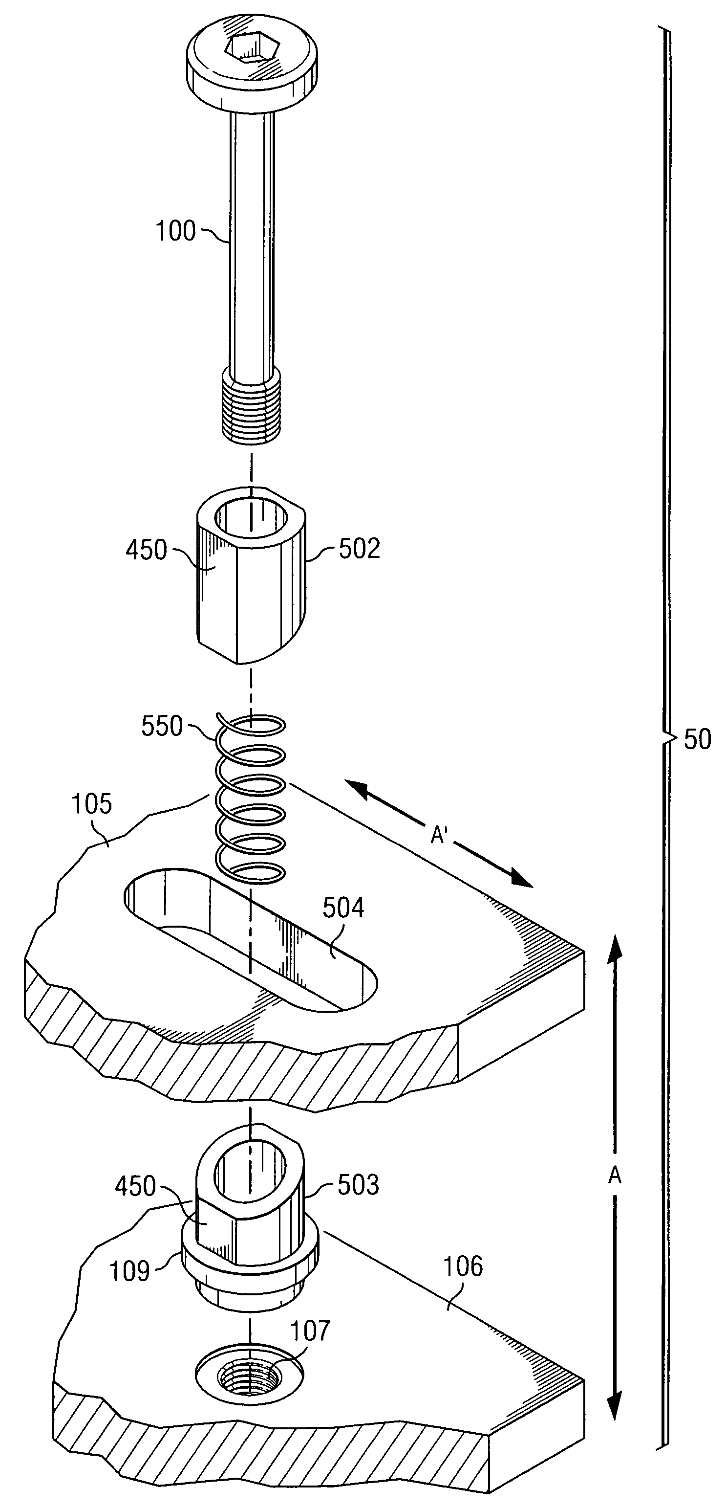 Fastener for variable mounting