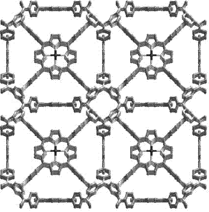 Multihole metal porphyrin organic covalent polymeric material and preparation method and application of material