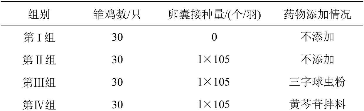 Application of baicalin in preparation of medicine for resisting eimeria tenella