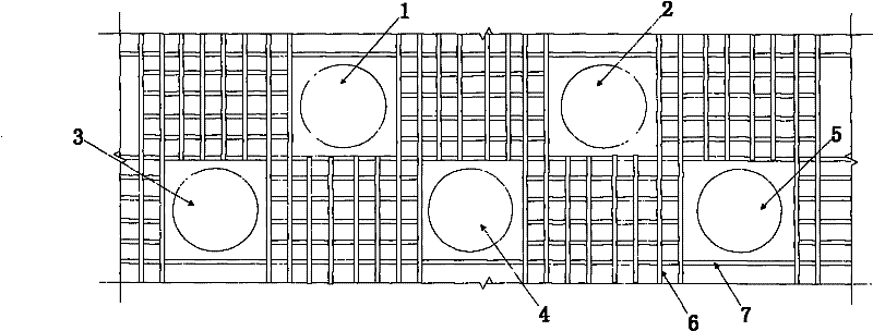 Hollow pile with multiple holes on lateral wall