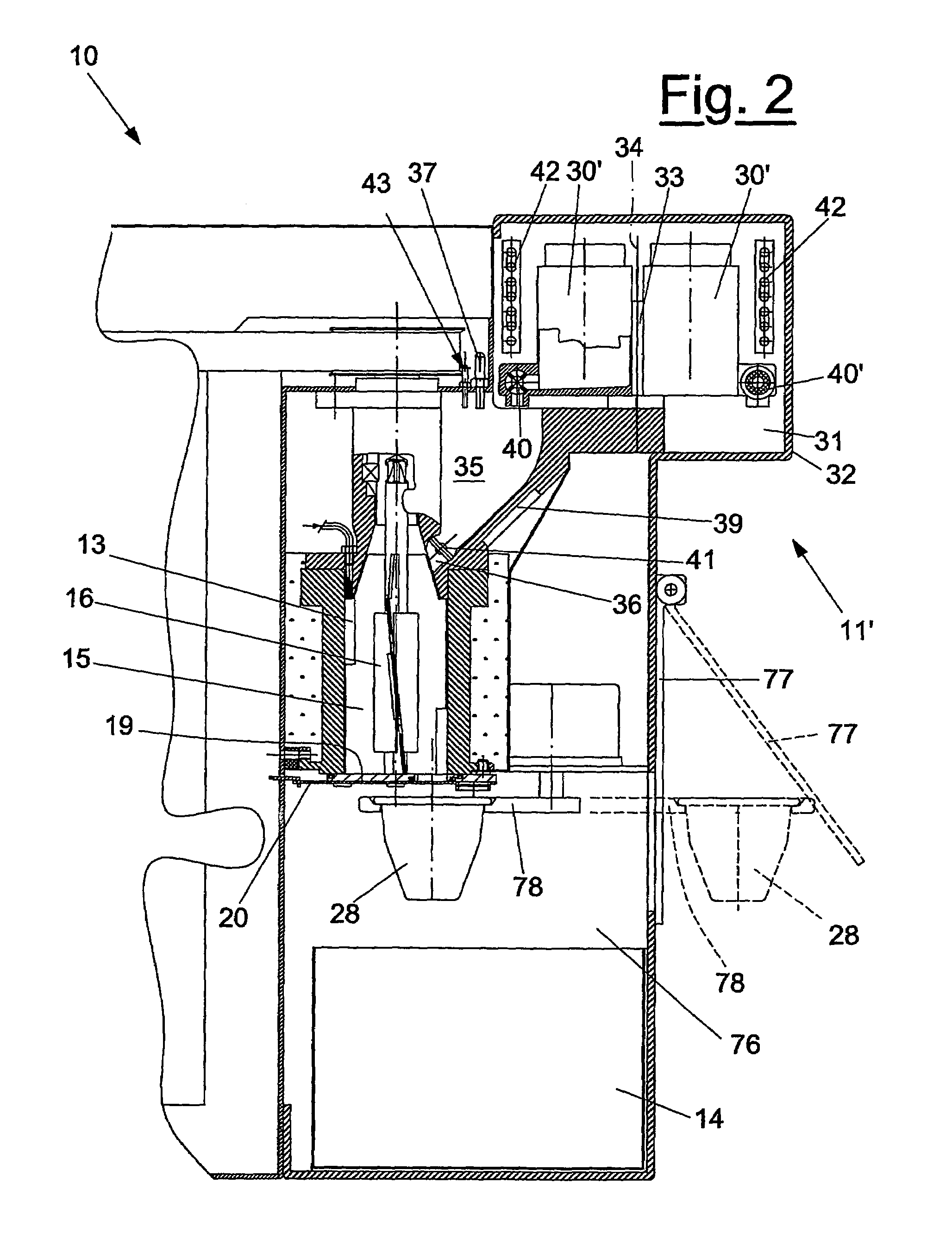 Machine for the production of ice-cream portions equipped with a feeding device for a preparation