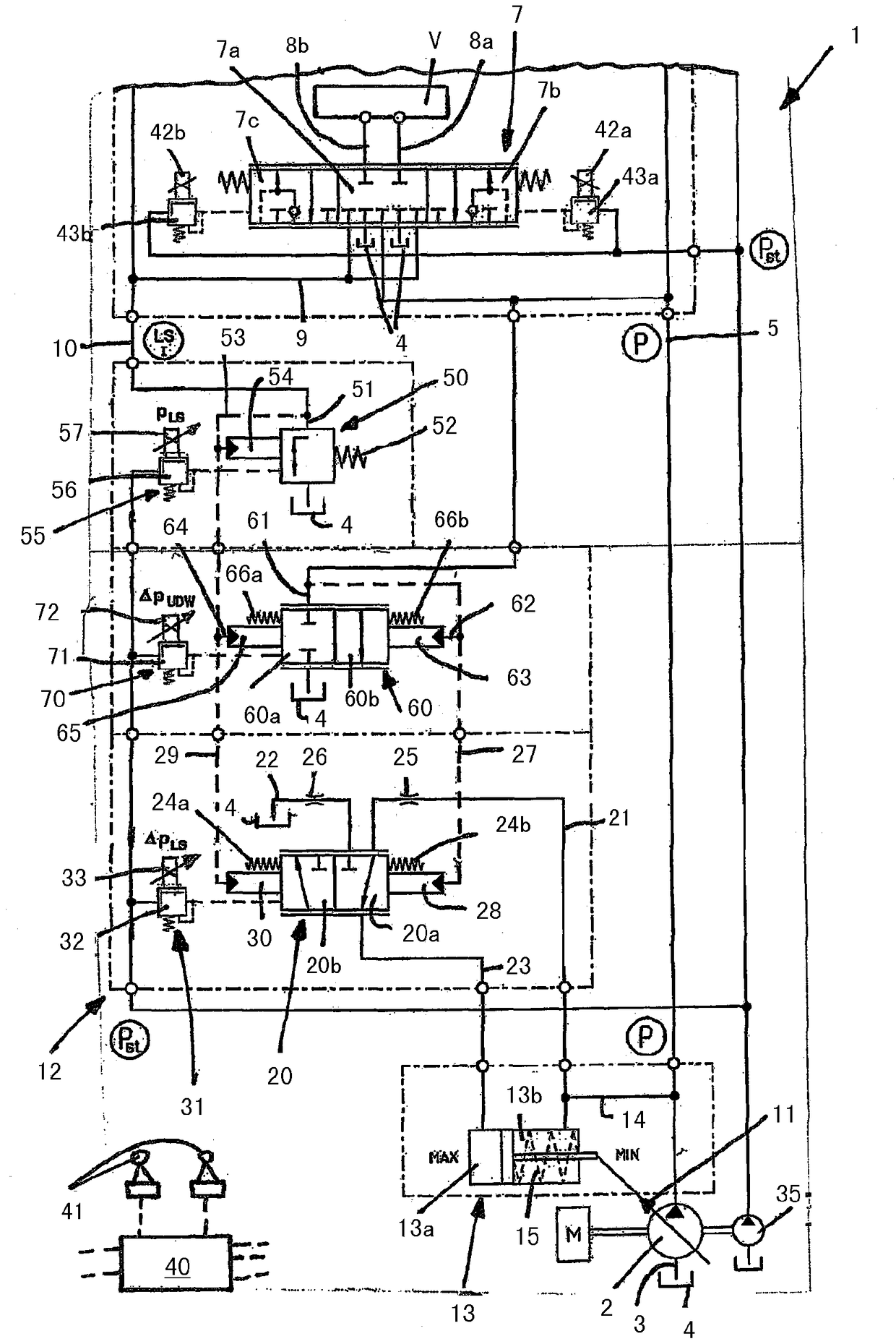 Hydrostatic drive system to regulate demand flow