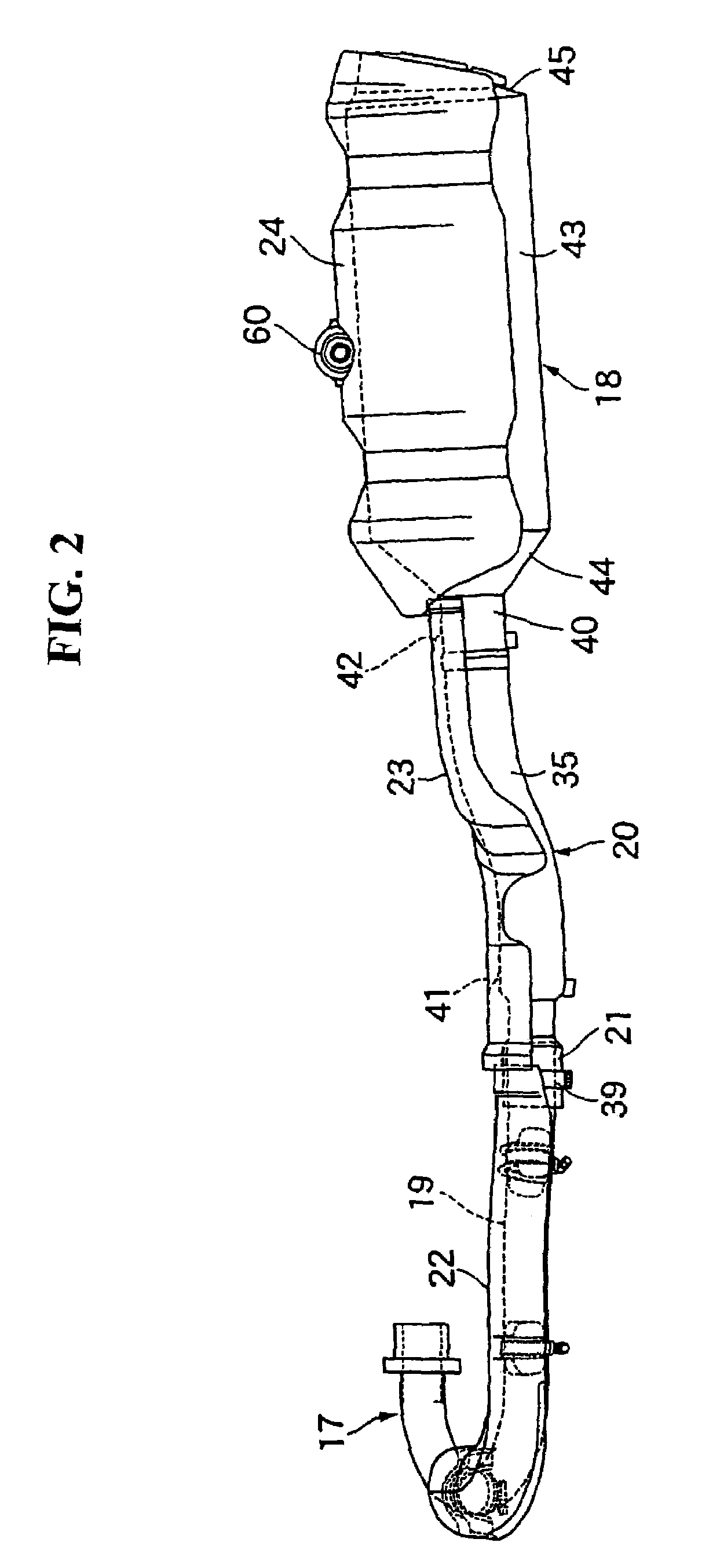 Exhaust device for vehicle engine