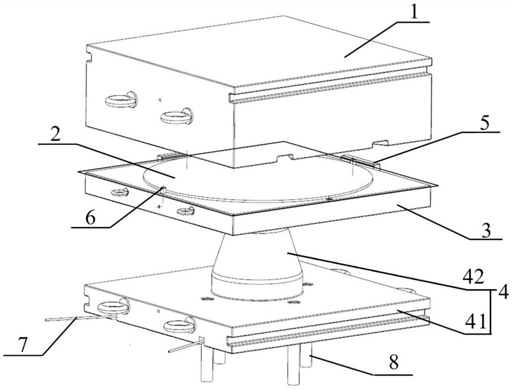 Composite forming die and method for titanium alloy deep-cavity component