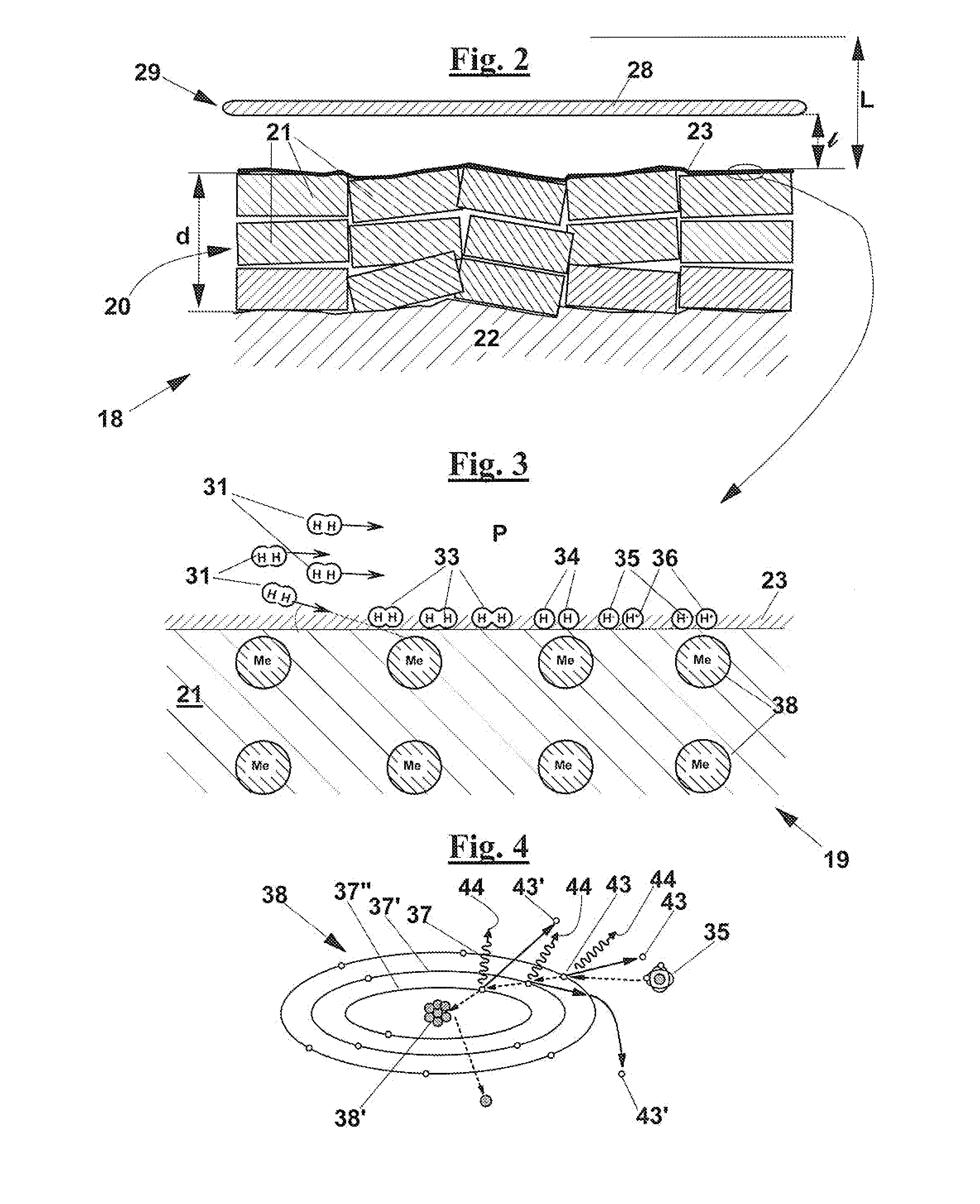 Method and apparatus for generating energy by nuclear reactions of hydrogen adsorbed by orbital capture on a nanocrystalline structure of a metal