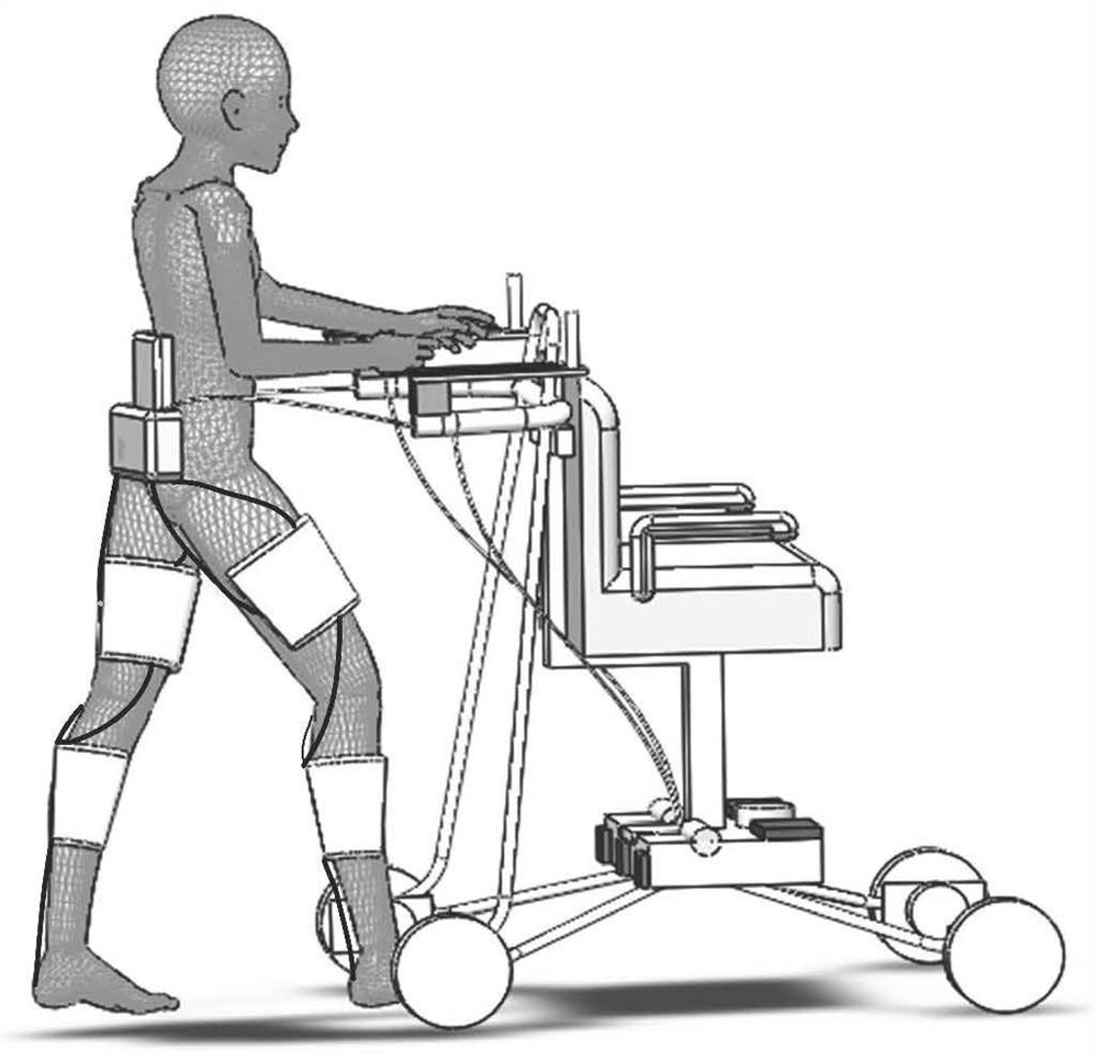 Flexible lower limb exoskeleton and walking aid co-fusion rehabilitation assisting method and device