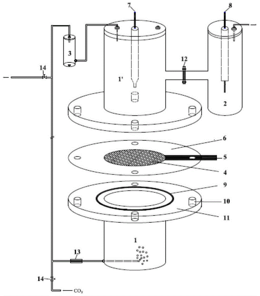 Electrolytic tank and application for electrochemical reduction reaction of carbon dioxide