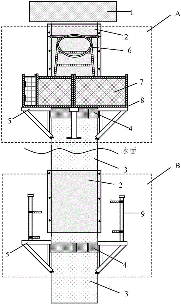 Construction device used for ocean steel pipe pile cladding anti-corrosion system and mounting method of construction device