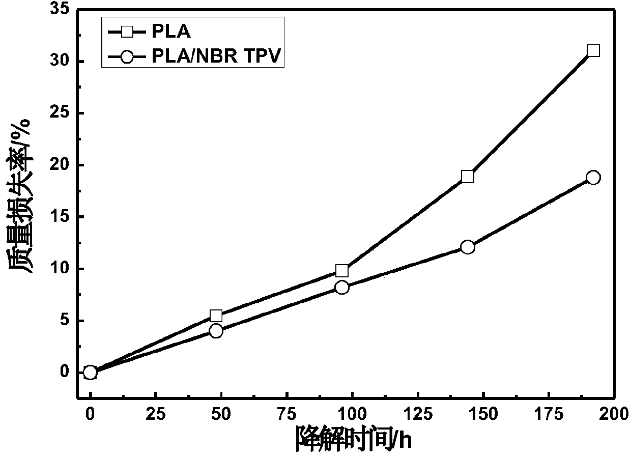 Nitrile rubber/polylactic acid thermoplastic vulcanizate and preparation method