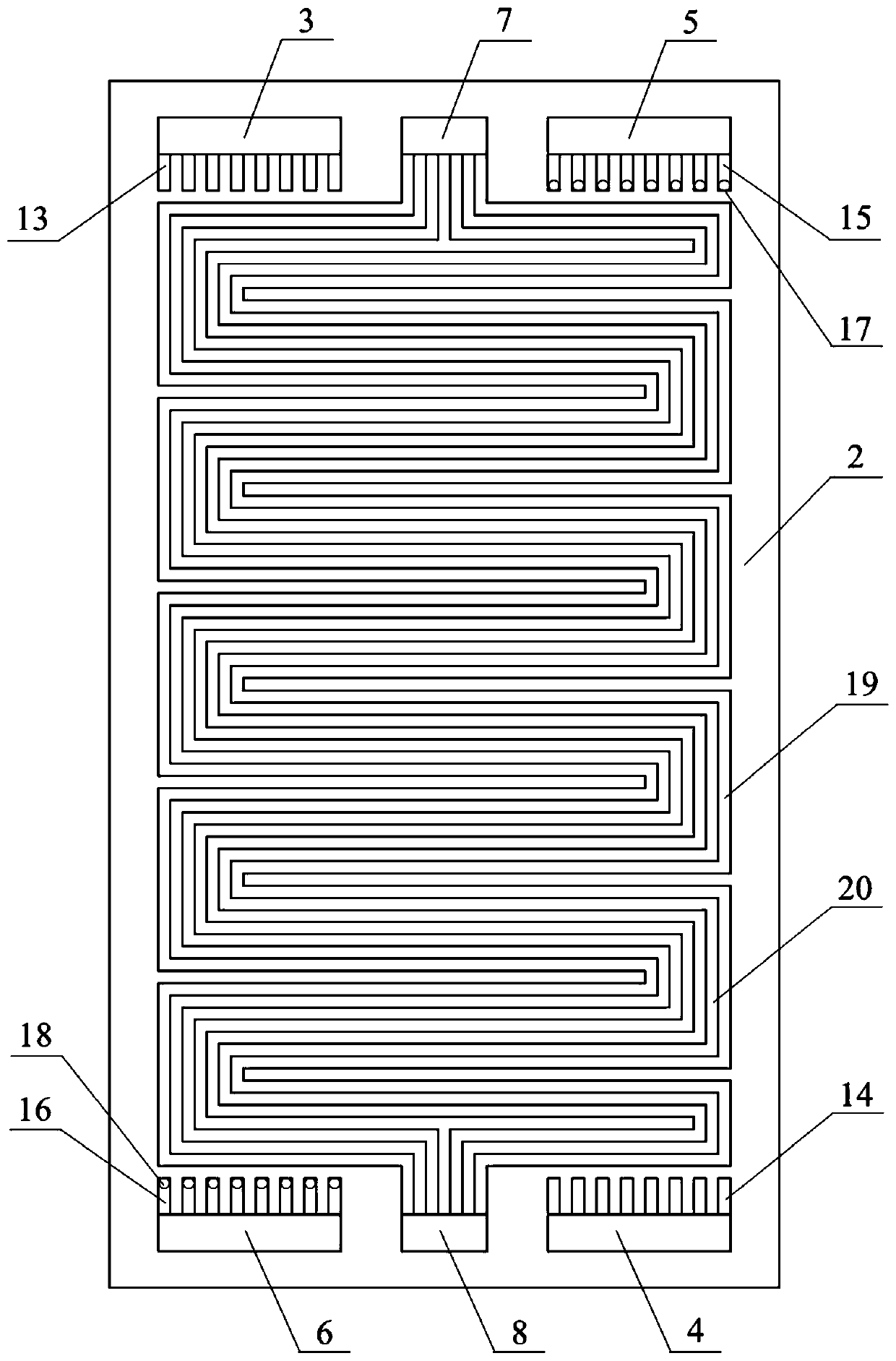 Inner fin temperature control bipolar plate and working method thereof