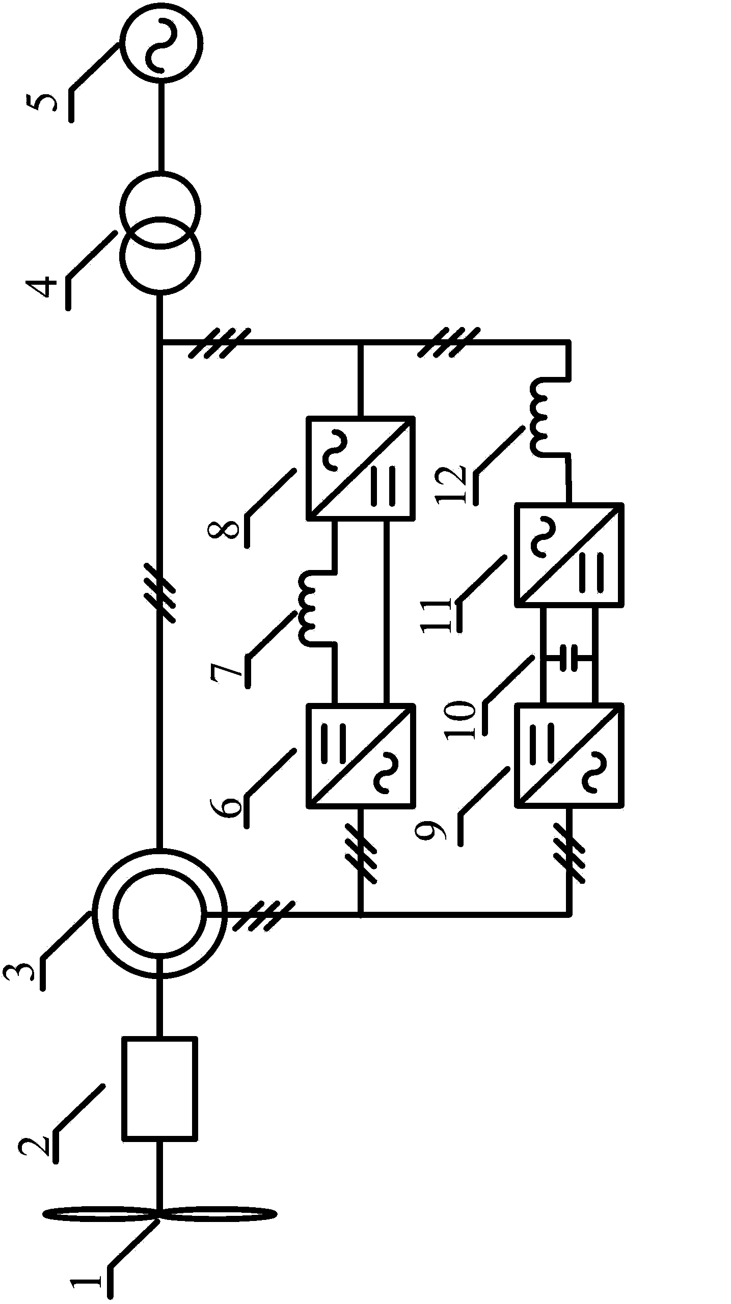 Mixed convertor device and method suitable for double-fed wind turbine system