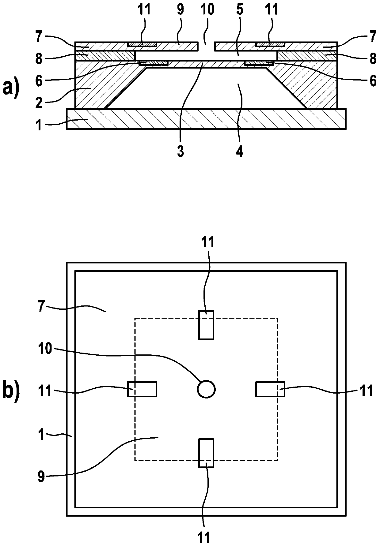 Micromechanical presssure sensor device and corresponding production method