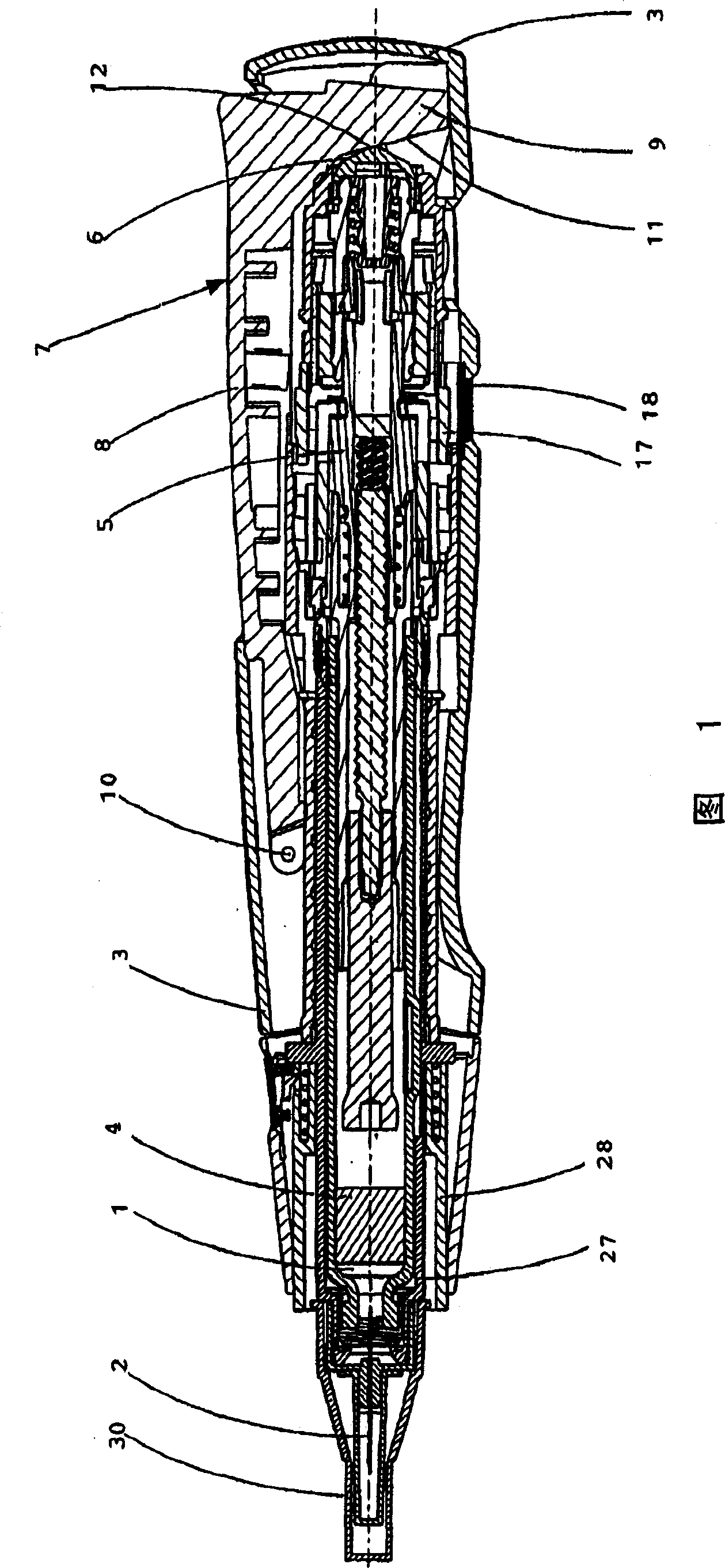 Injection device for administering a fluid product