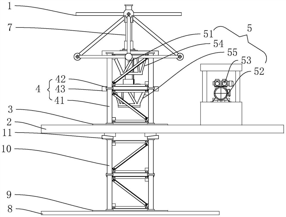 Large-span net rack jacking construction process