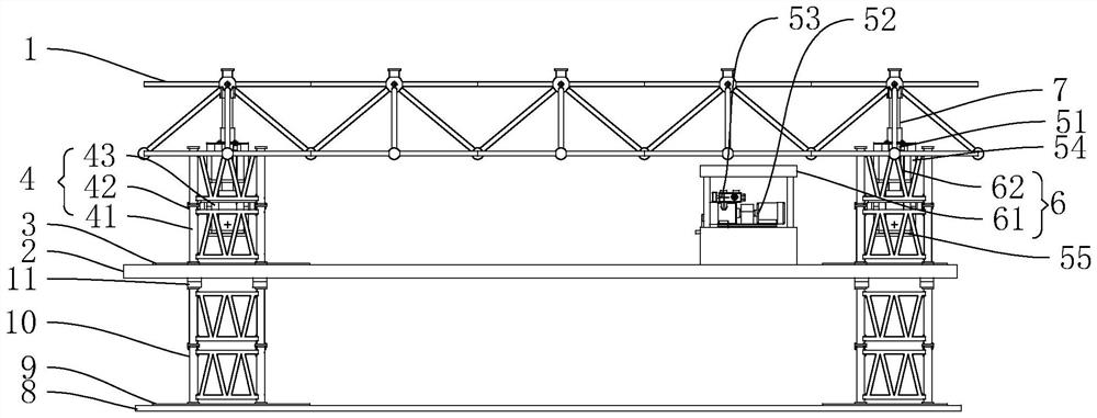Large-span net rack jacking construction process