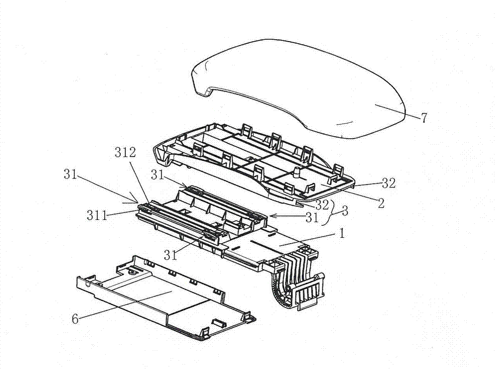 Manual sliding system for armrests of auxiliary fascia consoles