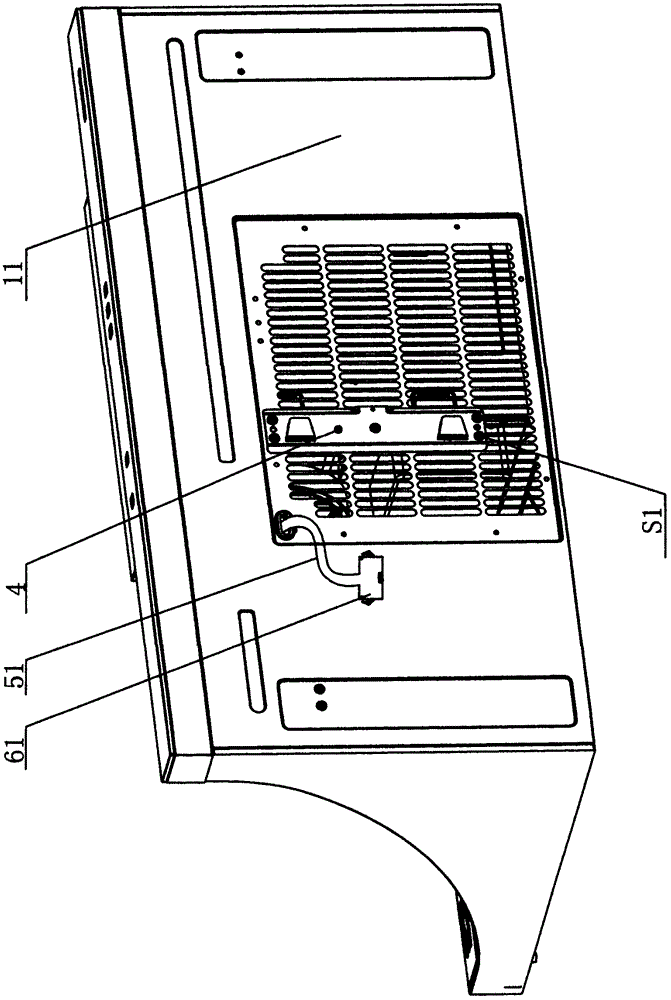 A connection structure of a near-suction range hood that can meet the small volume packing of the whole machine