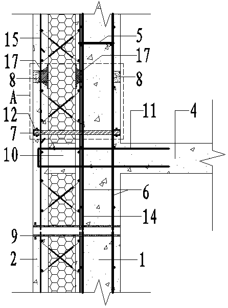 Structure and construction method of cast-in-site style welded steel frame composite concrete shear wall