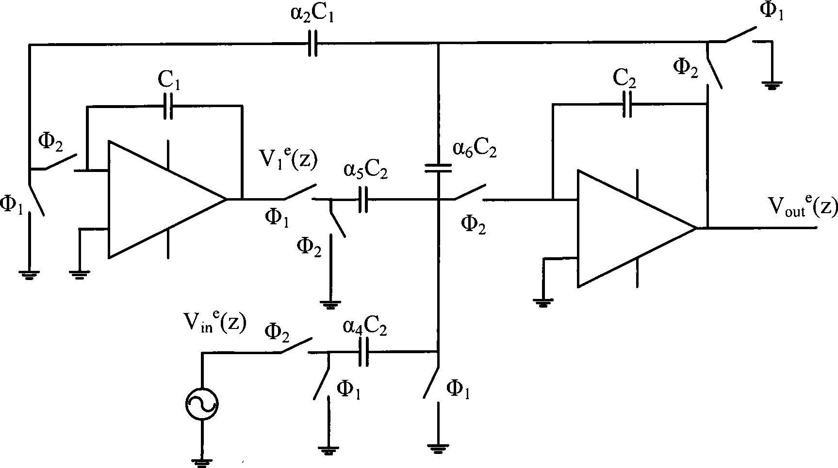 Switch capacitor band-pass filter and continuous time band-pass filter